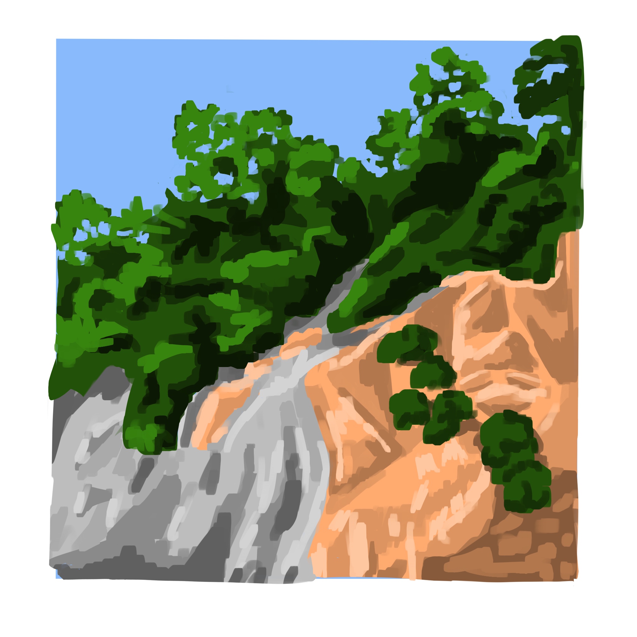 Illustration of a cliff in Dubrovnik, Croatia