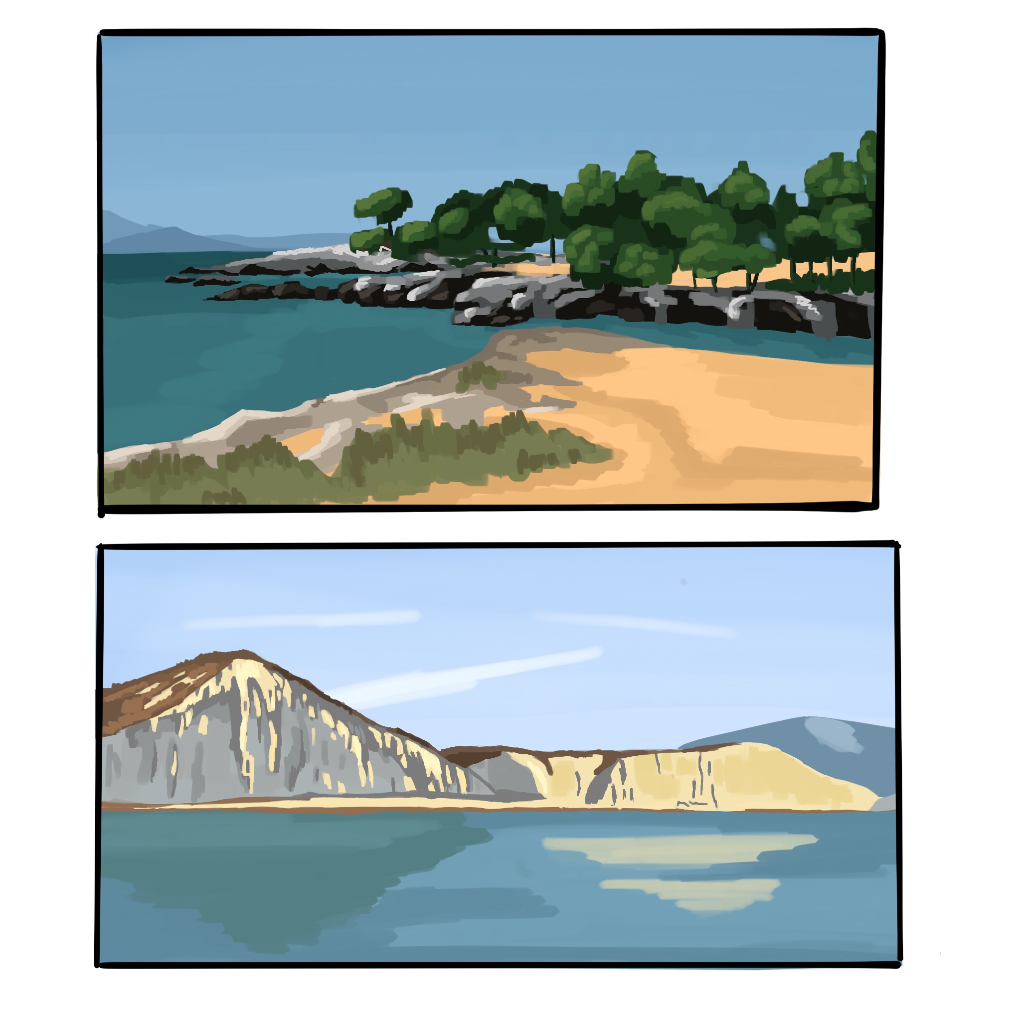 Two illustrations of Greece, Kefalonia